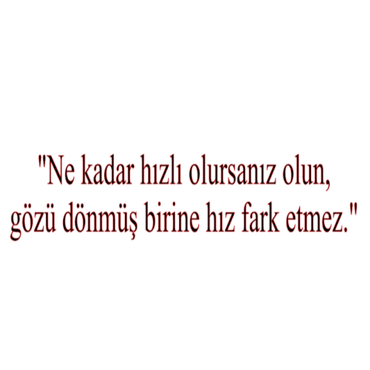 NE KADAR HIZLI OLURSANIZ OLUN, GÖZÜ DÖNMÜS BIRINE HIZ FARK ETMEZ (5cmx30cm) - carstickz